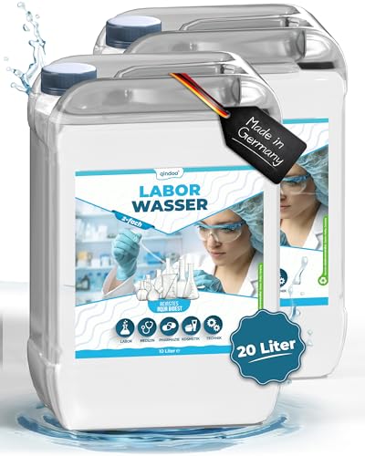 Aqua Bidest 2x 10 Liter Kanister, Qindoo Laborwasser 20L wo reines 2-fach Wasser benötigt wird z.B. für Labore, Medizin, Pharmazie, Kosmetik, Technik (2x 10L Kanister) von Qindoo