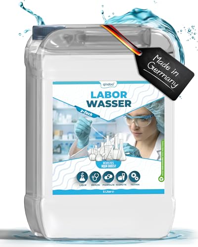 Aqua Bidest Laborwasser 5L, Qindoo ultra reines 2-fach bi-destilliertes Wasser bidestillata (5L Kanister) von Qindoo