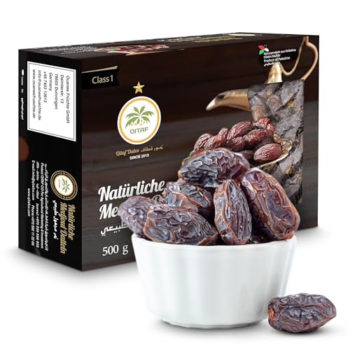 Qitaf, Class 1, Premium Medjool Datteln (Date) Large, Trockenfrüchte ohne Zucker aus Palästina, Honig- Karamelliger Geschmack, 500 Gramm Large, saftiges Fruchfleisch Qitaf, Class 1, Premium Medjool Datteln (Date) Large, Trockenfrüchte ohne Zucker aus Palästina, Honig- Karamelliger Geschmack, 500 Gramm Large, saftiges Fruchfleisch von Qitaf