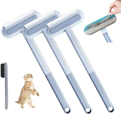 Multifunktionaler Tierhaarentferner, 4-in-1-Haarentfernungsbürste, Haustier Hund Katze Haarreiniger Bürste, Wiederverwendbarer Tierhaarentferner für Teppich Auto Glas (3 Stück) von Qklovni