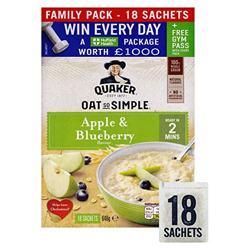 Quaker Oats Oat So Simple APPLE & BLUEBERRY Family Pack 18 Sachets 648g - Vollkorn Haferflocken von Quaker Oats
