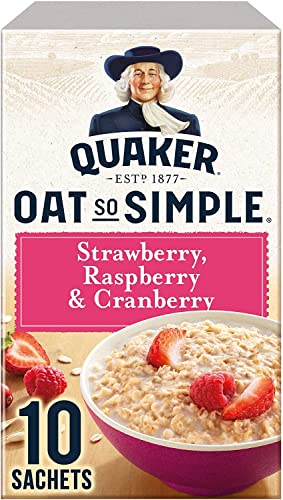 Quaker Oat So Simple Strawberry, Raspberry & Cranberry 10 x 33,9g - Vollkorn Haferflocken mit Erdbeere, Himbeere & Preiselbeere von Quaker Oats