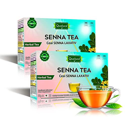 Qualuca | Senna-Tee - Abführmittel | Senna Tee natürliches Abführmittel | Natürlicher Sennesblättertee | Kräutertee | Packung mit 2 | 40 Teebeutel | 60g von Qualuca