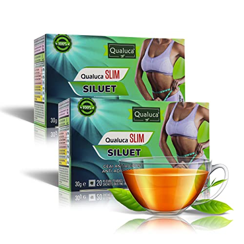 QUALUCA Slim Siluet Tea | Abnehmen Tee | Löwenzahnblätter | Grüner Tee | Kräutertee | 2 Packung | 40 Teebeutel - 60g von Qualuca