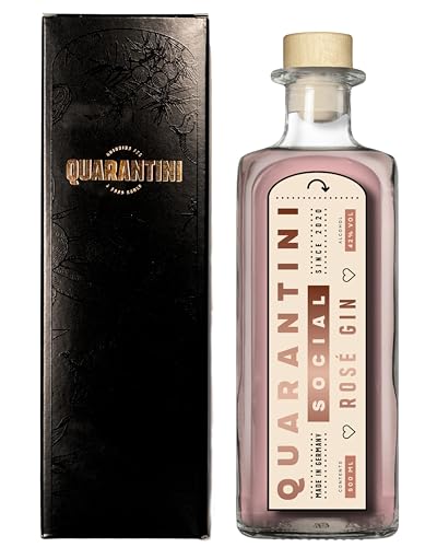 Quarantini Rosé Gin (500ml inkl. Geschenkverpackung) – Premium Gin mit fruchtigen Gin Botanicals aus Himbeere, Blaubeere und Brombeere – perfekt geeignet als Gin Geschenk von Quarantini