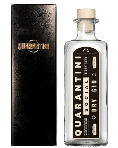 Quarantini Social Dry Gin mit fruchtigen Geschmacksnoten (500ml inkl. Geschenkverpackung) – Premium Gin mit aromatischen Gin Botanicals aus Papaya, Bergamotte und Pomeranze von Quarantini