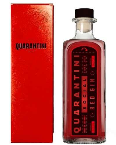 Quarantini Red Gin (500ml inkl. Geschenkverpackung) – der Premium Red Gin ist ein absoluter Hingucker und begeistert mit neuen Gin Botanicals geschmacklich und optisch von Quarantini