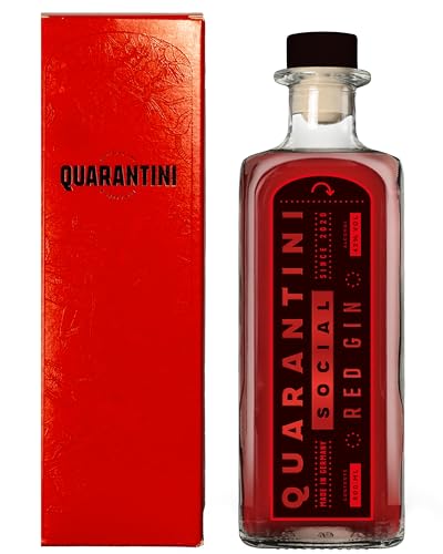 Quarantini Red Gin 42% Vol. (500 ml inkl. Geschenkverpackung) – mit fruchtigen Botanicals aus Granatapfel und Zitrone von Quarantini
