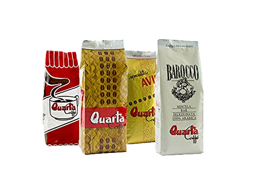 QUARTA CAFFE' VERKOSTUNGSBOX VIELFALT LA ROSSA - STUOIA - AVIO ORO - BAROCCO, Fine blend of coffee processed in Salento, Apulia, Italy Feine kaffeemischung aus salento, apulien Italien (4 X 250gr) von Quarta