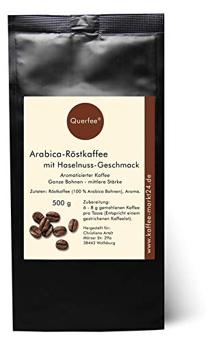 Aromatisierter Kaffee - Haselnuss - Ganze Bohnen - Mit Liebe geröstet mit Haselnuss Aroma (500 g) von Querfee