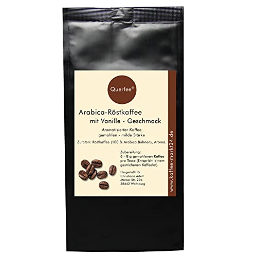 Kaffee Vanille - Aromatisierter Kaffee mit Vanille Geschmack - Frisch geröstet aus Hamburg - Gemahlen von Querfee (1000 g) von Querfee