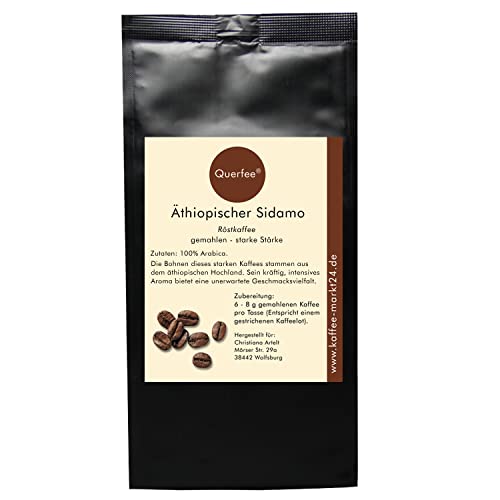 Querfee Äthiopischer Sidamo Kaffee - gemahlen - 100% Arabica Röstkaffee (250 g) von Querfee