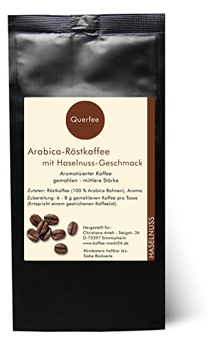 Kaffee mit Geschmack - Haselnuss - Arabica Röstkaffee mit Haselnuss Geschmack - gemahlen - 250 g von Querfee