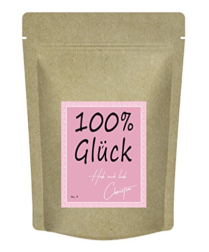 100% Glück Geschenk - Glück für den Menschen der es verdient, dem Du Gutes wünscht - von Christea - 70 g Früchtetee praktisch verpackt im Zip-Beutel von Quertee