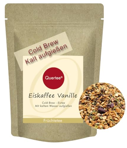 Cold Brew Tee "Eiskaffee Vanille" Früchtetee mit Kaffee-Vanille Geschmack und leckeren Zutaten - Perfekt für heiße Tage - 100 g loser Tee von Quertee