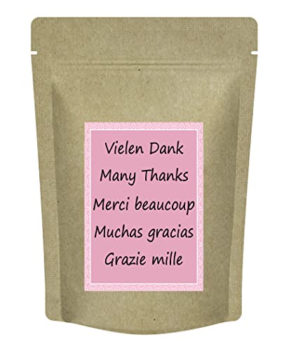 Dankeschön Tee - Vielen Dank | Many Thanks | Merci beaucoup | Muchas gracias | Grazie mille - Dankeschön Geschenk als "Danke Tee" als Teegeschenk - von Christea - 70 g - Früchtetee von Quertee