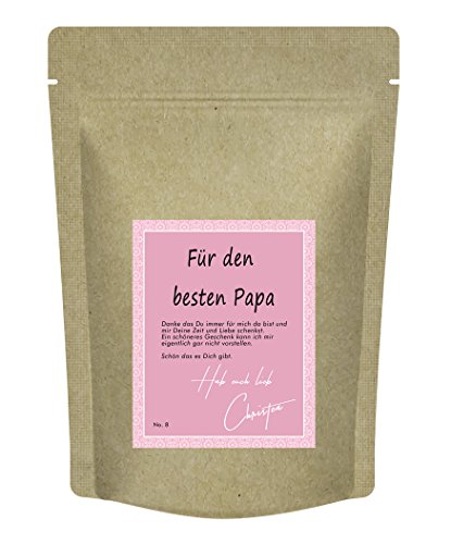 Bester Papa Tee - "Für den besten Papa " - Das Geschenk für meinen Papa - Danke das Du immer für mich da bist - 70 g Grüntee praktisch verpackt im Zip-Beutel - von Christea von Quertee