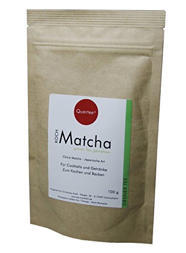 Matcha Tee Pulver - 100 g im Zip-Beutel zum Kochen, Backen, Cocktails, Mixgetränke, usw. von Quertee