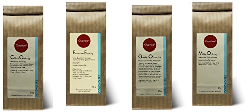 Probierset Oolong Tee Quertee® Nr. 9-4 x 25g Oolong Tee - China Oolong, Milky Oolong, Fancy Formosa", Huang Jin GuiGolden Osmanthus" - Geschenkset von Quertee