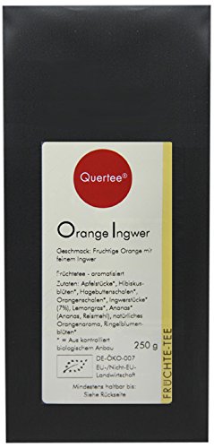 Quertee Bio Früchtetee "Orange-Ingwer" mit fruchtige Orange und feinem Ingwer Geschmack (250 g) von Quertee