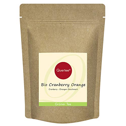 Quertee Grüner Bio Tee Sencha "Cranberry-Orange" Biotee mit fruchtig frischen Cranberry-Orangen Geschmack (200 g) von Quertee