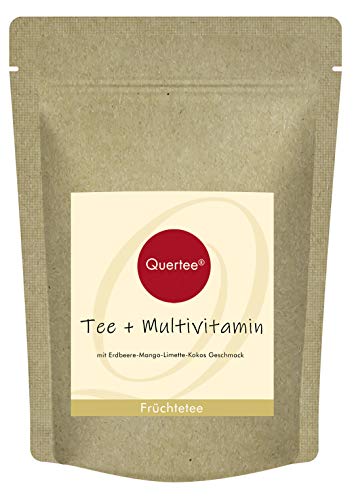 Quertee Früchtetee & Multivitamine im Tee - Tee mit Erdbeer Mango Limette Kokos Geschmack plus Multivitamine - 200g von Quertee