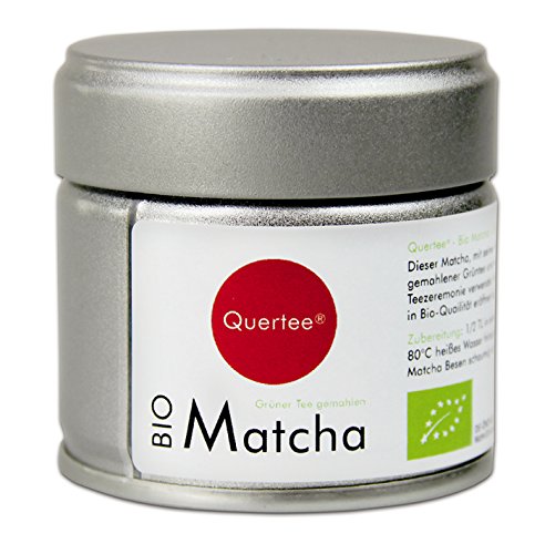 Quertee BIO Matcha aus Japan mit süßlich-mildem Geschmack – 30g Dose Matchapulver ohne Zusatz von Aromastoffen – perfekte Geschenkidee für Matcha-Liebhaber – Teespezialität von Quertee