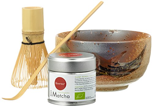 Quertee Matcha Set - Original Japan Bio Matcha - 30 g Dose PLUS Original japanische Matcha Schale - 400 ml PLUS Matcha Besen Chasen - Matchabesen PLUS Matcha Bambuslöffel Chashaku Quertee Matcha Set - Original Japan Bio Matcha - 30 g Dose PLUS Original japanische Matcha Schale - 400 ml PLUS Matcha Besen Chasen - Matchabesen PLUS Matcha Bambuslöffel Chashaku von Quertee
