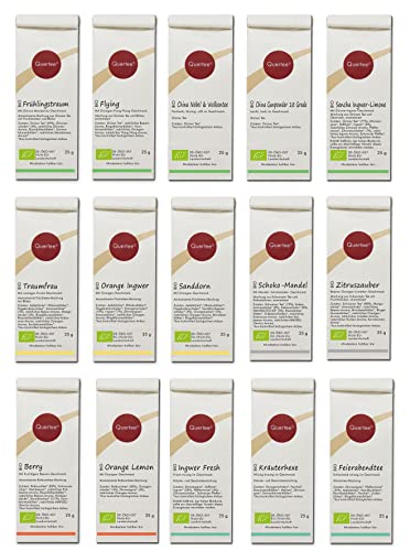 Quertee Nr. 2412-15 x 25 g verschiedene Biotee als Teegeschenk | Tee Geschenk zum Probieren | Finde Deinen Lieblingstee im Tee Probierset als Geschenk zu Weihnachten von Quertee