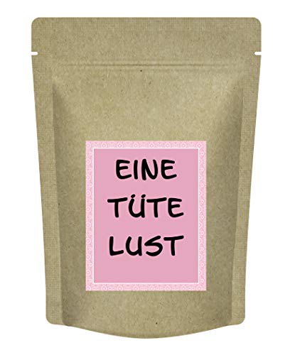 Teegeschenk "Eine Tüte Lust" - Lustiges Geschenk für Morgenmuffel und lustlose - Sei lustig - 70 g Tee mit Erdbeer-Orange Geschmack von Quertee