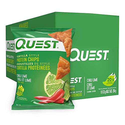 Quest Nutrition Chili Lime Geschmack Tortilla Style Protein Chips, High Protein, Glutenfrei, Kartoffelfrei, 1g Zucker, 4g Kohlenhydrate, 8ct Quest Nutrition Chili Lime Geschmack Tortilla Style Protein Chips, High Protein, Glutenfrei, Kartoffelfrei, 1g Zucker, 4g Kohlenhydrate, 8ct von Quest Nutrition
