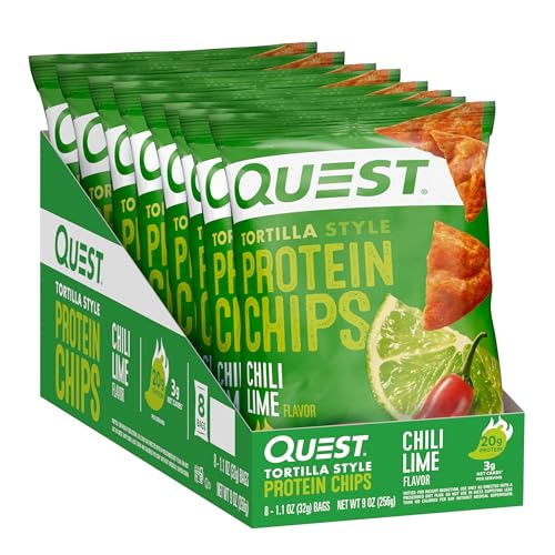 Quest Protein Chips im Tortilla-Stil Chili-Limettengeschmack, glutenfrei, 8 x 32 g - 1er Pack (1 x 1 Stück) von Quest Nutrition