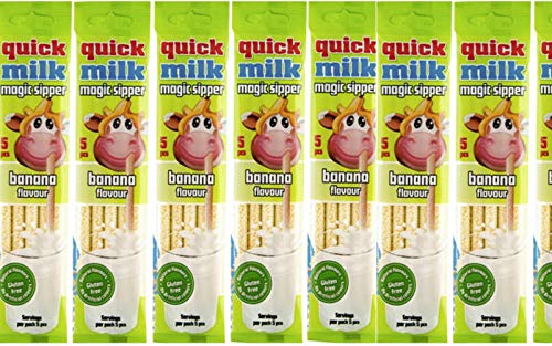10 Beutel je 5 Halme Banane Trinkhalme Quick Milk Magische Milch Strohhalme (Gesamt: 50 Halme) von Quick Milk