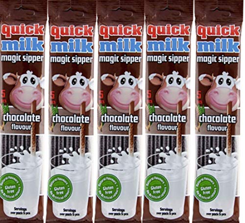 Quick Milk Schokolade 5 Beutel mit je 5 Halmen Magische Milch Trinkhalme Strohhalme von Quick Milk