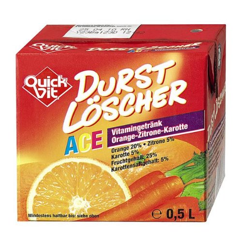 24 Packungen a 500ml Durstlöscher Quickfit ACE Drink 30% mit Strohhalm von Quickfit