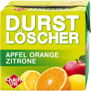 24 Packungen a 500ml Durstlöscher Quickfit Apfel Orange Zitrone mit Strohhalm von QuickVit