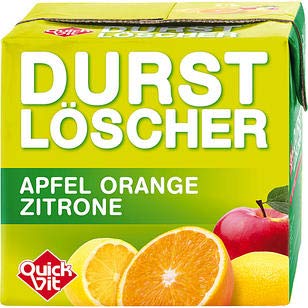 24 Packungen a 500ml Durstlöscher Quickfit Apfel Orange Zitrone mit Strohhalm von Quickfit