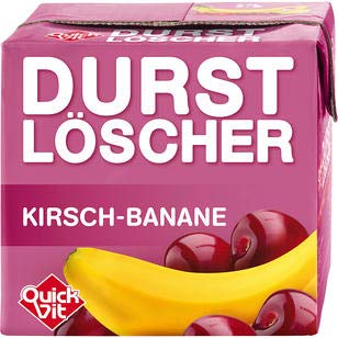 24 Packungen a 500ml Durstlöscher Quickfit Kiba Banane Sauerkirsch mit Strohhalm von QuickVit