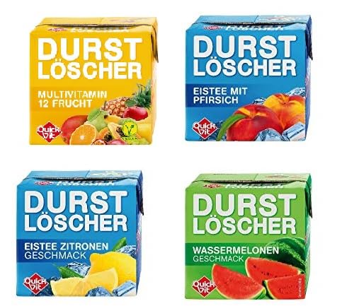 48 Pack Durstlöscher a 500ml Mixbox 4 Sorten Durstlöscher Eistee Pfirsich / Durstlöscher Eistee Zitrone / Durstlöscher Wassermelone / Durstlöscher Multivitamin von Quickfit