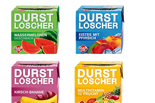 48 Pack Durstlöscher a 500ml Mixbox 4 Sorten Kiba Banane / Sauerkirsch + Multivitamin + Durstlöscher Wassermelone + Durstlöscher Eistee PfirsichFruchtsaftgetränk 24 Liter von Quickfit