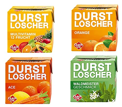 48 Pack Durstlöscher a 500ml Mixbox 4 Sorten Kiba Banane / Sauerkirsch + Multivitamin + Orange + Eistee Zitrone Zitrone Fruchtsaftgetränk 24 Liter von Quickfit