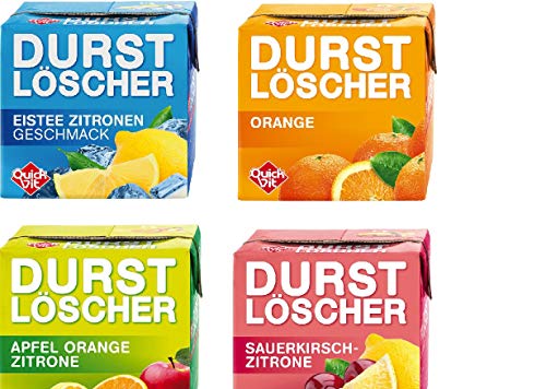 48 Pack Durstlöscher a 500ml Mixbox 4 Sorten Orange + Eistee Zitrone + Apfel Orange Zitrone + Sauerkirsch Zitrone Fruchtsaftgetränk 24 Liter von Quickfit