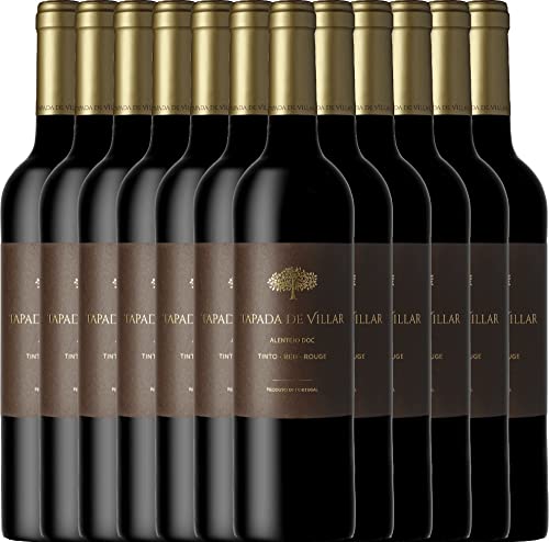 VINELLO 12er Weinpaket Rotwein - Tapada de Villar Tinto 2020 - Quinta das Arcas mit einem VINELLO.weinausgießer | 12 x 0,75 Liter von Quinta das Arcas