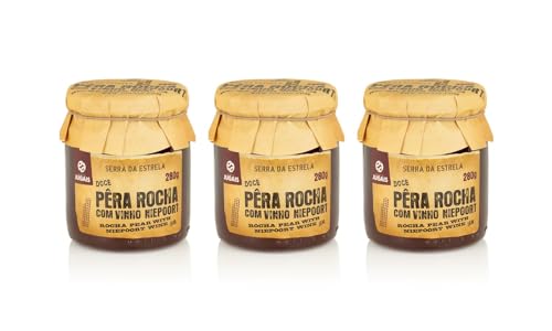 Birnenmarmelade mit Niepoort Wein - Packung mit 3 Gläsern zu je 280g - Traditioneller Geschmack - Ideal für Desserts und Frühstücke - Ohne Farbstoffe und Konservierungsstoffe von Quinta de Jugais