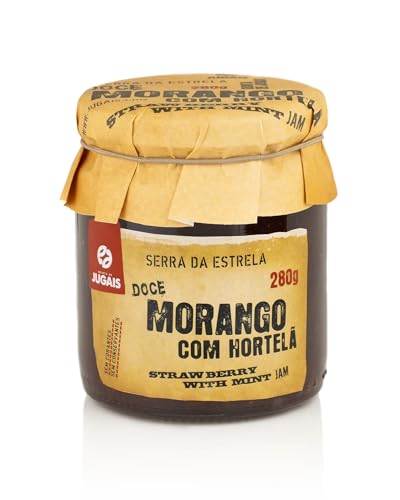 Erdbeer-Minze-Marmelade - Glas mit 280g - Süßer und frischer Geschmack - Ideal für Desserts und Frühstück - Ohne Farbstoffe und Konservierungsstoffe - Gourmetprodukt aus portugiesischer Herkunft von Quinta de Jugais
