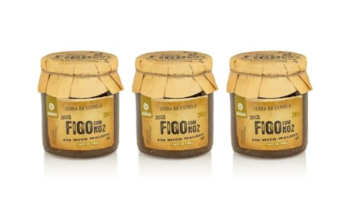 Feigen-Nuss-Marmelade - Packung mit 3 Gläsern zu je 280g - Süßer Geschmack und knusprige Textur - Ideal für Desserts und Frühstücke - Ohne Farbstoffe und Konservierungsstoffe von Quinta de Jugais