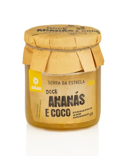 Marmelade mit Ananas und Kokosnuss - Glas mit 280g - Reich an Vitaminen A, B und C - Ideal für Desserts und Frühstück - Ohne Farbstoffe und Konservierungsstoffe - Gourmet-Produkt aus Portugal von Quinta de Jugais