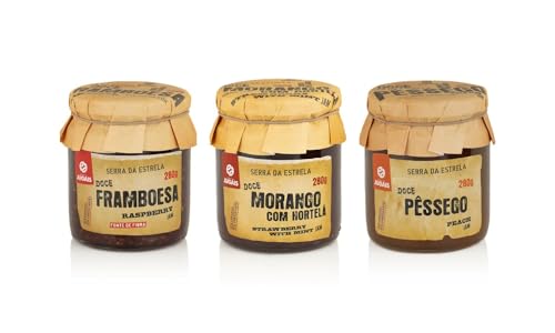 Pack mit 3 Gläsern à 280 g - Enthält Himbeer-, Erdbeer- und Pfirsichmarmelade - Ideal für Desserts und Frühstücke - Ohne Farbstoffe und Konservierungsstoffe - Gourmet-Produkt aus Portugal Pack mit 3 Gläsern à 280 g - Enthält Himbeer-, Erdbeer- und Pfirsichmarmelade - Ideal für Desserts und Frühstücke - Ohne Farbstoffe und Konservierungsstoffe - Gourmet-Produkt aus Portugal von Quinta de Jugais