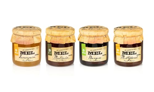 Pack mit 3 Gläsern à 300 g - Enthält Orangenblüten-, Berg- und Waldbienenhonig - Ideal für Desserts und Frühstücke - Gluten- und Laktosefrei - 100% natürliches Produkt - Gourmet-Produkt aus Portugal von Quinta de Jugais