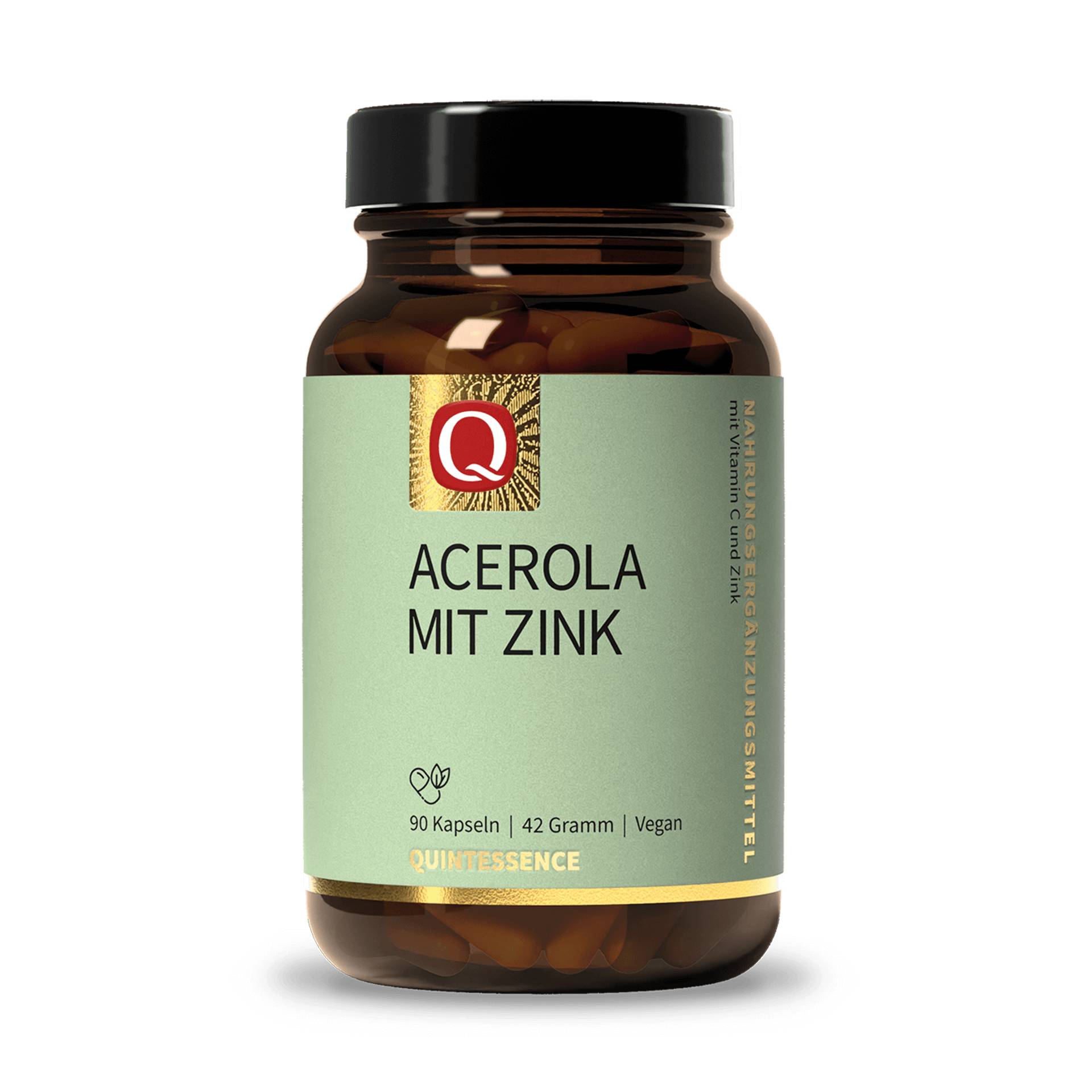 Acerola + Zink 90 Kapseln - 1 Kapsel deckt 75 Prozent des Tagesbedarfs an Vitamin C und Zink - Vegan - Quintessence von Quintessence